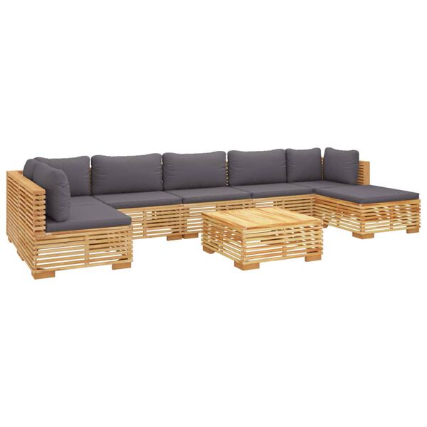 vidaXL 8 Piece Garden Lounge Set with Cushions Solid Wood Teak