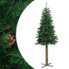 vidaXL Slim Christmas Tree with Real Wood and Cones Green 210 cm PVC