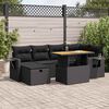 vidaXL 8 Piece Garden Sofa Set with Cushions Black Poly Rattan Acacia