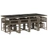 vidaXL 13 Piece Garden Dining Set with Cushions Grey Poly Rattan