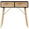 vidaXL Console Table Black 80x30x75 cm Solid Wood Pine&Natural Rattan