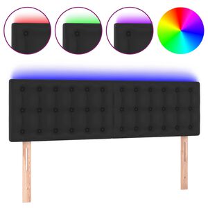 vidaXL LED Headboard Black 144x5x78/88 cm Faux Leather