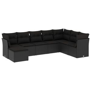 vidaXL 8 Piece Garden Sofa Set with Cushions Black Poly Rattan