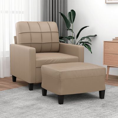 vidaXL Sofa Chair with Footstool Cappuccino 60 cm Faux Leather