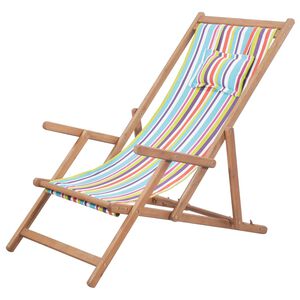 vidaXL Folding Chair Fabric and Wooden Frame Multicolour