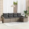 vidaXL Sofa Set with Cushion 5 pcs Grey Poly Rattan
