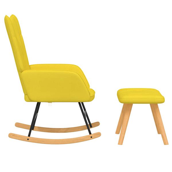 vidaXL Rocking Chair with a Stool Mustard Yellow Fabric