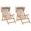 vidaXL Deck Chair 2 pcs 3 Position Solid Eucalyptus Wood Beige