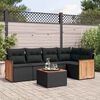 vidaXL 6 Piece Garden Sofa Set with Cushions Black Poly Rattan