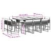 vidaXL 11 Piece Garden Dining Set with Cushions Black Poly Rattan