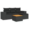 vidaXL 5 Piece Garden Sofa Set with Cushions Black Poly Rattan
