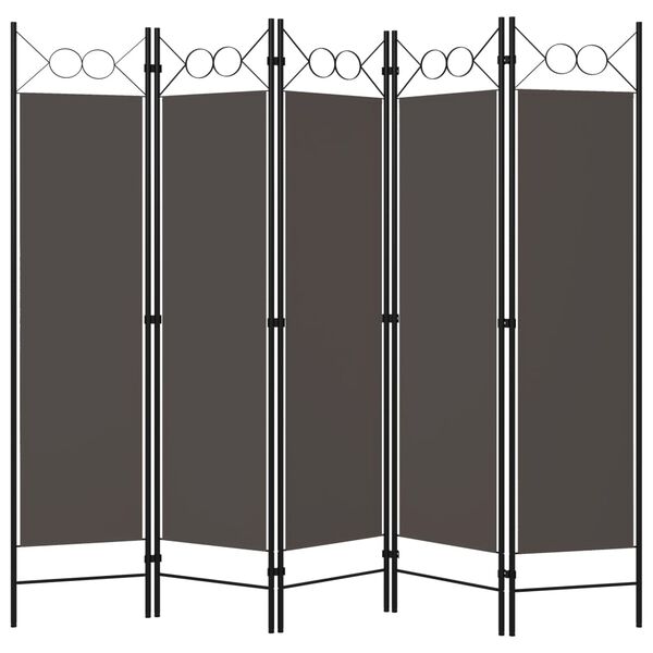 vidaXL 5-Panel Room Divider Anthracite 200x180 cm