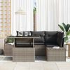 vidaXL Garden Sofa Set with Cushion 5 pcs Grey Poly Rattan