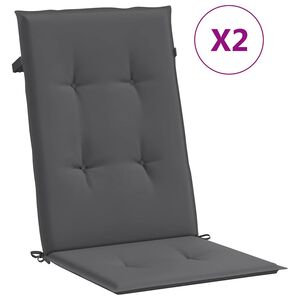 vidaXL Garden Highback Chair Cushions 2 pcs Anthracite 120x50x2 cm