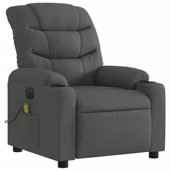 vidaXL Electric Massage Recliner Chair Dark Grey Fabric