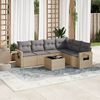 vidaXL 7 Piece Garden Sofa Set with Cushions Beige Poly Rattan