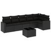 vidaXL 7 Piece Garden Sofa Set with Cushions Black Poly Rattan