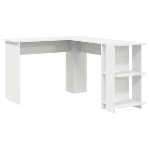 vidaXL Corner Desk with Storage with Shelf White 140 x 113.5 x 75 cm