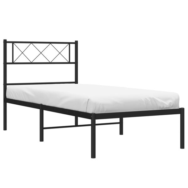 vidaXL Metal Bed Frame without Mattress with Headboard Black 107x203cm