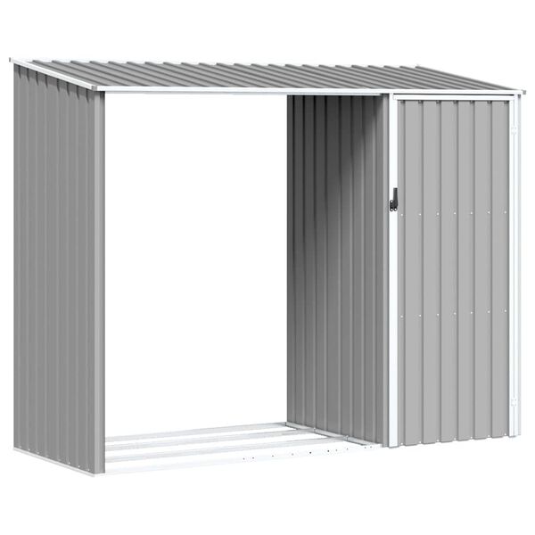 vidaXL Garden Firewood Shed Grey 245x98x159 cm Galvanised Steel