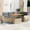vidaXL 6 Piece Garden Sofa Set with Cushions Beige Poly Rattan