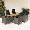 vidaXL 7 Piece Garden Bistro Set with Cushions Grey Poly Rattan