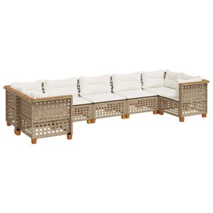 vidaXL 7 Piece Garden Sofa Set with Cushions Beige Poly Rattan
