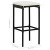 vidaXL Bar Stools with Cushions 4 pcs Black Poly Rattan