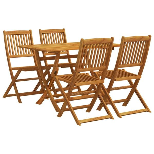 vidaXL 5 Piece Garden Dining Set Solid Wood Eucalyptus