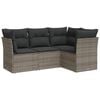 vidaXL 4 Piece Garden Sofa Set with Cushions Grey Poly Rattan