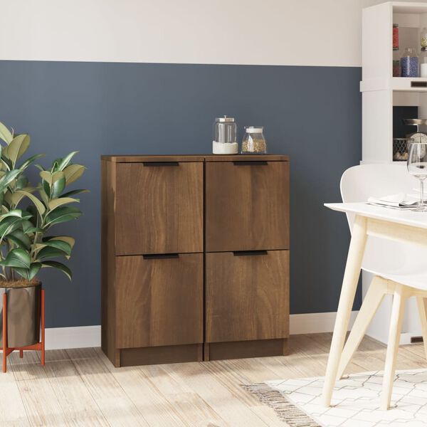 vidaXL Sideboards 2 pcs Brown Oak 30x30x70 cm Engineered Wood