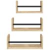 vidaXL 3 Piece Wall Shelf Set with Bars Sonoma Oak Engineered wood
