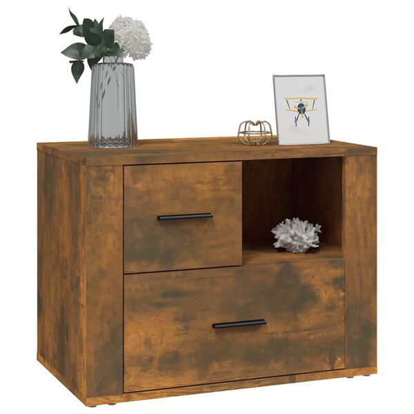 vidaXL Bedside Cabinet Smoked Oak 60x36x45 cm Engineered Wood