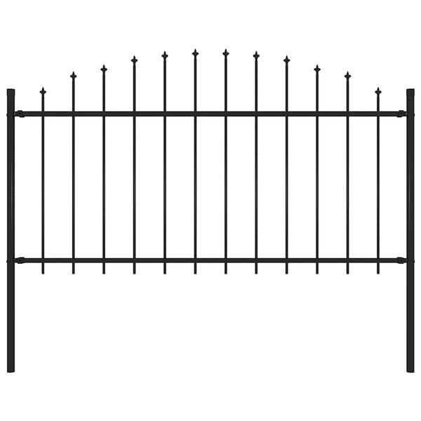 vidaXL Garden Fence with Spear Top Steel 170x150 cm Black