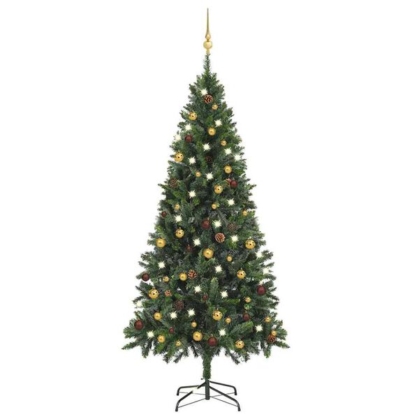 vidaXL Artificial Pre-lit Christmas Tree with Ball Set Green 180 cm