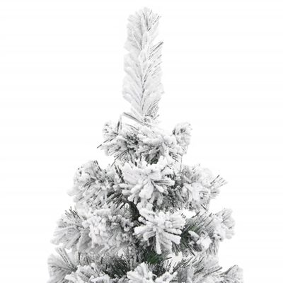 vidaXL Slim Artificial Christmas Tree with Flocked Snow Green 210 cm PVC