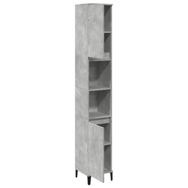 vidaXL Bathroom Cabinet Concrete Grey 30x30x190 cm Engineered Wood
