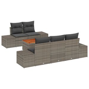 vidaXL Garden Sofa Set with Storage 6 pcs Grey Poly Rattan