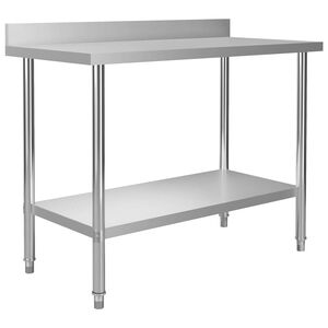 vidaXL Kitchen Work Table with Backsplash 120x60x93 cm Stainless Steel