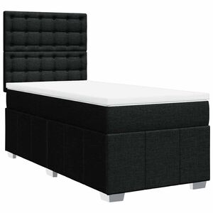vidaXL Box Spring Bed with Mattress Black King Single Fabric