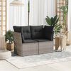 vidaXL Garden Sofa with Cushions 2-Seater Grey Poly Rattan