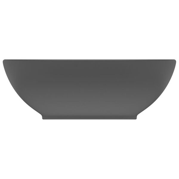 vidaXL Luxury Basin Oval-shaped Matt Dark Grey 40x33 cm Ceramic