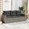 vidaXL 3 Piece Garden Sofa Set with Cushions Grey Poly Rattan