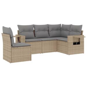 vidaXL 5 Piece Garden Sofa Set with Cushions Beige Poly Rattan