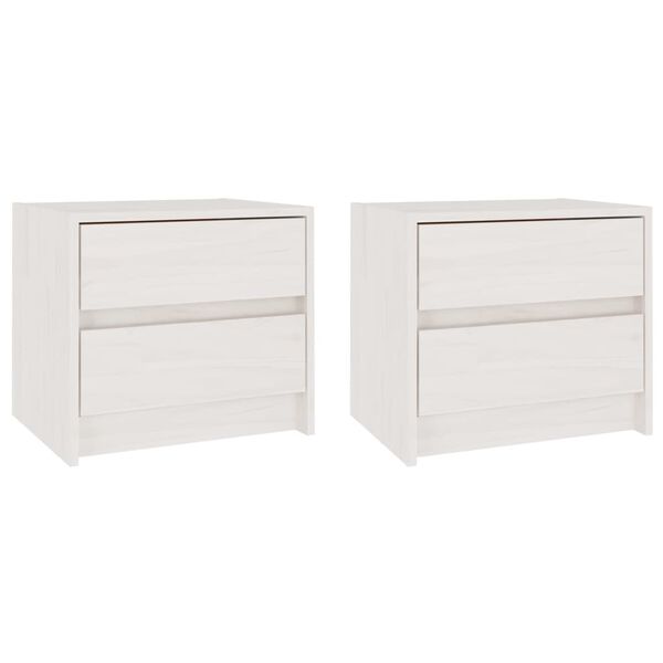 vidaXL Bedside Cabinets 2 pcs White 40x30.5x35.5 cm Solid Pine Wood