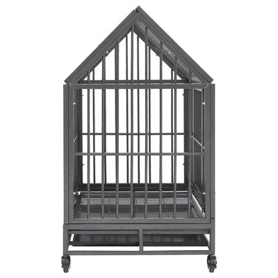 vidaXL Dog Cage with Wheels and Roof Steel 92x62x106 cm