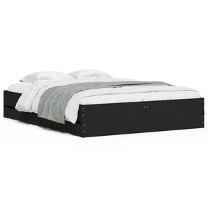 vidaXL Bed Frame with Drawers without Mattress Black 150x200 cm King Size