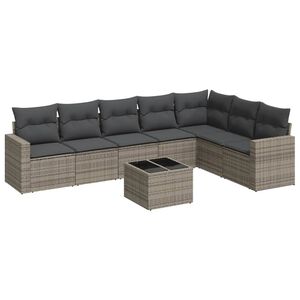 vidaXL 8 Piece Garden Sofa Set with Cushions Grey Poly Rattan