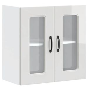 vidaXL Kitchen Wall Cabinet with Glass Door "Kalmar" High Gloss White