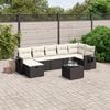 vidaXL 8 Piece Garden Sofa Set with Cushions Black Poly Rattan